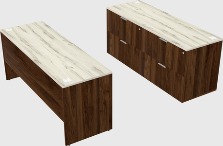 Parallel desk with credenza