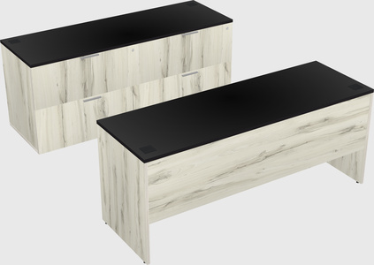 Parallel desk with credenza