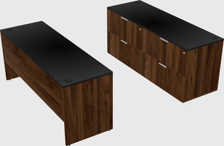Parallel desk with credenza