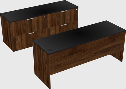 Parallel desk with credenza