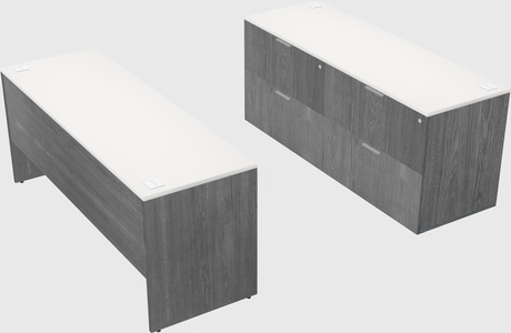 Parallel desk with credenza