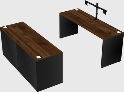 Parallel desk with credenza