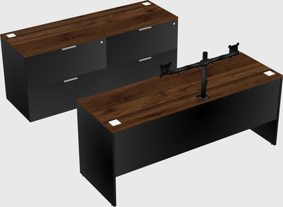 Parallel desk with credenza