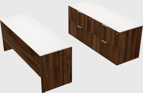 Parallel desk with credenza