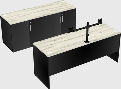 Parallel desk with credenza