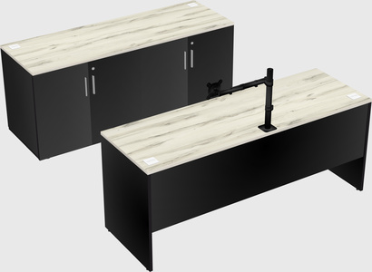 Parallel desk with credenza