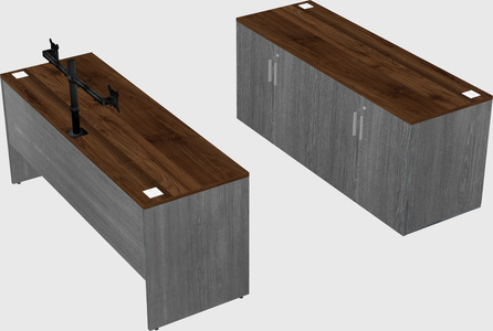 Parallel desk with credenza