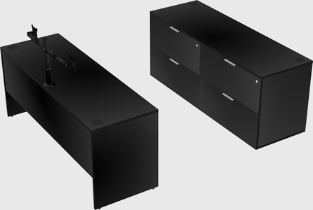 Parallel desk with credenza