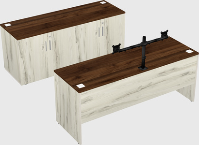 Parallel desk with credenza