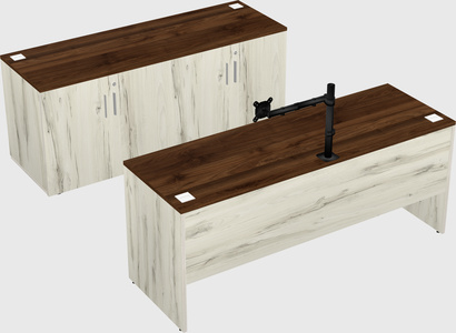 Parallel desk with credenza