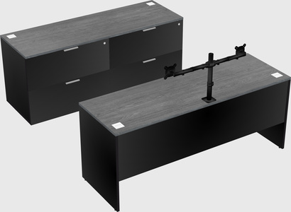 Parallel desk with credenza