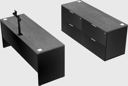 Parallel desk with credenza