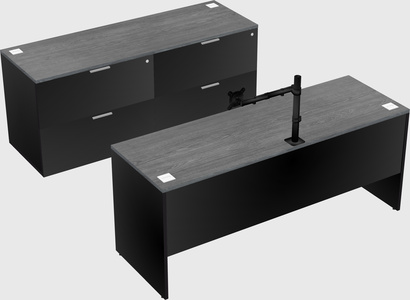Parallel desk with credenza