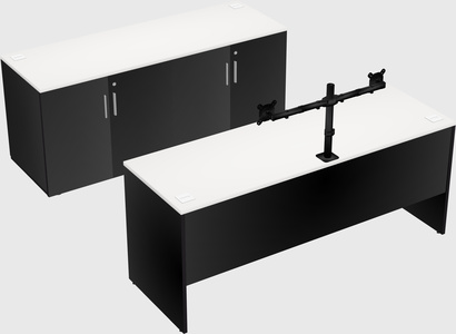 Parallel desk with credenza