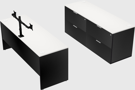 Parallel desk with credenza