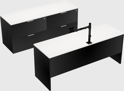 Parallel desk with credenza
