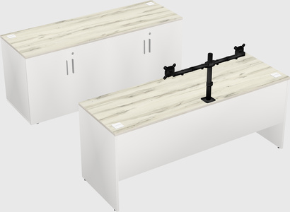 Parallel desk with credenza