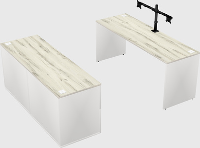 Parallel desk with credenza