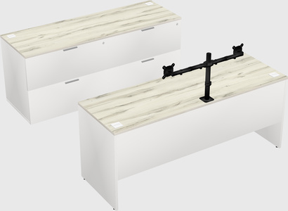 Parallel desk with credenza