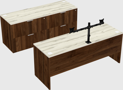 Parallel desk with credenza
