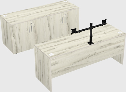 Parallel desk with credenza