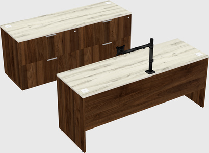 Parallel desk with credenza