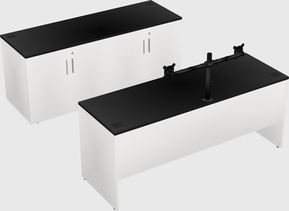 Parallel desk with credenza