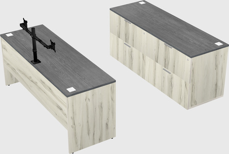 Parallel desk with credenza