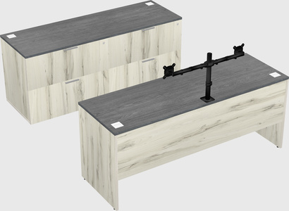Parallel desk with credenza
