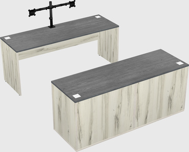 Parallel desk with credenza