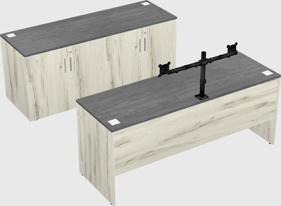 Parallel desk with credenza