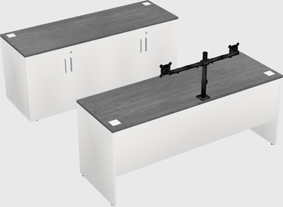 Parallel desk with credenza