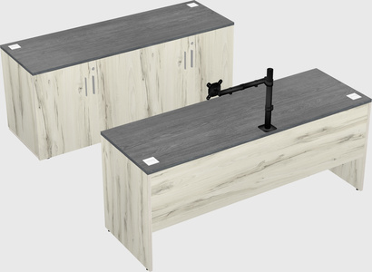 Parallel desk with credenza