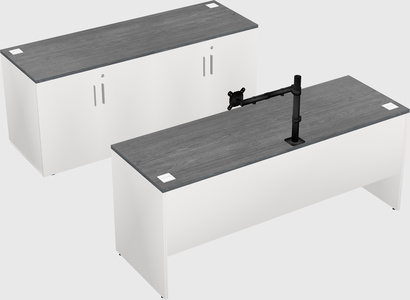 Parallel desk with credenza