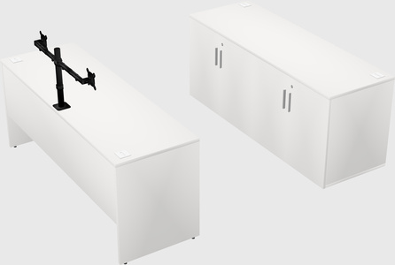 Parallel desk with credenza