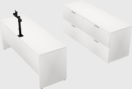 Parallel desk with credenza
