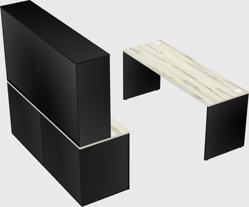 Parallel desk with credenza