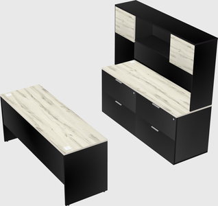 Parallel desk with credenza