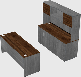 Parallel desk with credenza
