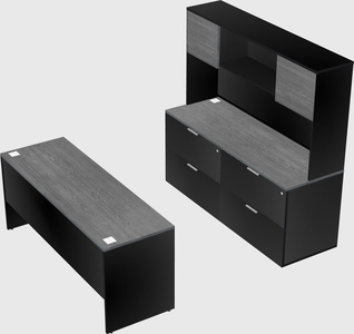 Parallel desk with credenza