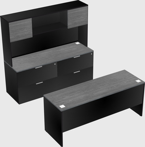 Parallel desk with credenza