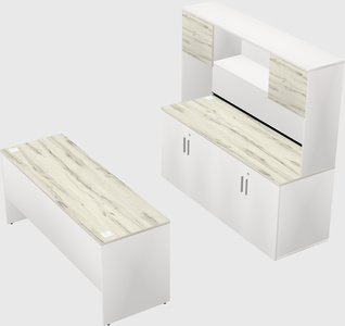 Parallel desk with credenza