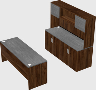 Parallel desk with credenza