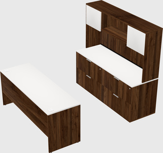 Parallel desk with credenza