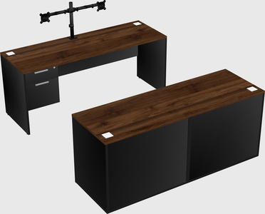 Parallel desk with credenza