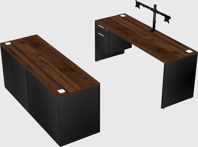 Parallel desk with credenza