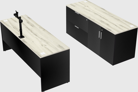 Parallel desk with credenza