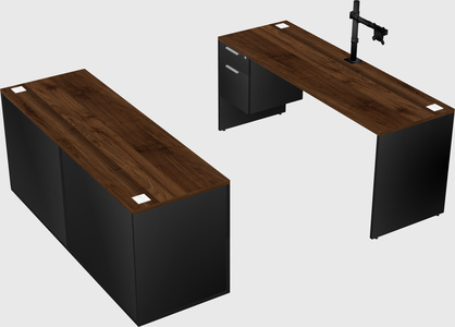 Parallel desk with credenza