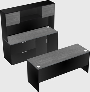 Parallel desk with credenza