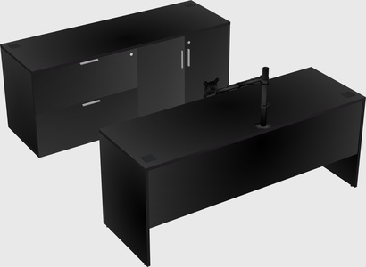 Parallel desk with credenza